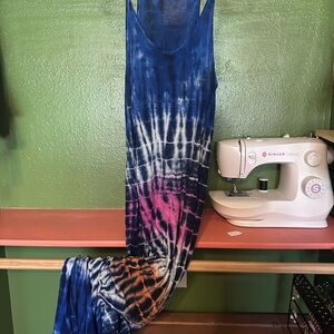 Ingear Blue and Pink Tie-Dye Maxi Dress